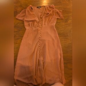 Elegant Pink Checkered Dress